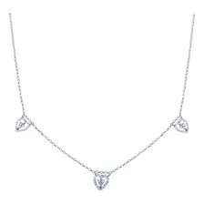 Colar 3 Corações Em Ouro Branco 18k Com Diamantes Foto  mini 1
