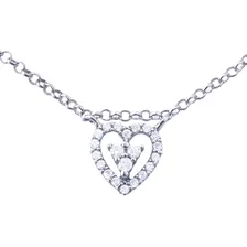 Colar 3 Corações Em Ouro Branco 18k Com Diamantes Foto mini  2