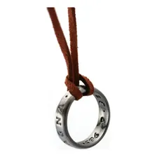 Colar Anel Nathan Drake Uncharted 4 Jogo Couro Gamer Cosplay Cor Prata Foto  mini 1