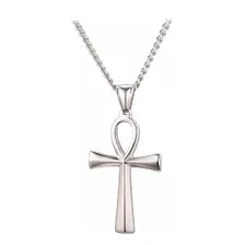 Colar Ankh Cruz Ansata Olho Hórus Chave Vida Maçonaria Cor Prateado Foto mini 3