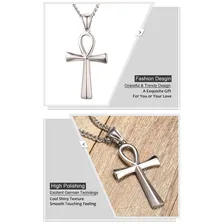 Colar Ankh Cruz Ansata Olho Hórus Chave Vida Maçonaria Cor Prateado Foto mini 2
