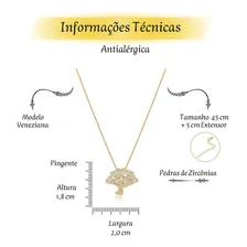 Colar Arvore Da Vida Com Pedras Zirconias Banhado Ouro 18k Foto mini 4