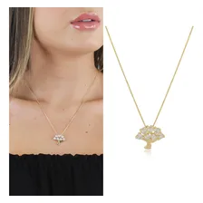 Colar Arvore Da Vida Com Pedras Zirconias Banhado Ouro 18k Foto mini 2
