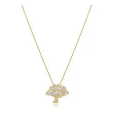 Colar Arvore Da Vida Com Pedras Zirconias Banhado Ouro 18k Foto mini 1