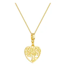 Colar Árvore Da Vida Coração Banhado A Ouro 18k Premium Foto mini 1