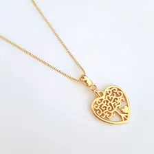 Colar Árvore Da Vida Coração Banhado A Ouro 18k Premium Foto mini 3