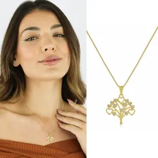 Colar Arvore Da Vida Pedras Zirc么nias Cristal Banhado Ouro Foto mini 2