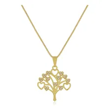 Colar Arvore Da Vida Pedras Zirc么nias Cristal Banhado Ouro Foto mini 1