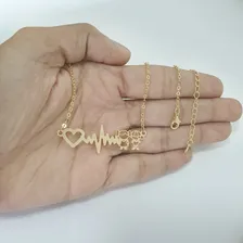 Colar Batimentos Casal Filhos Folheado A Ouro 18k Cor Dourado Foto mini 4