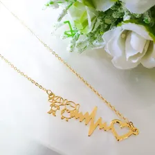 Colar Batimentos Casal Filhos Folheado A Ouro 18k Cor Dourado Foto mini 2