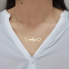 Colar Batimentos Casal Filhos Folheado A Ouro 18k Cor Dourado Foto mini 3
