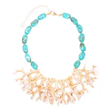 Colar Bijuteria Ariel Coral Bege Dourado Foto mini 1