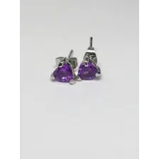 Colar + Brincos Banho Ouro 18k Cristal Roxo Ametista C1421 Cor Prateado Foto mini  3