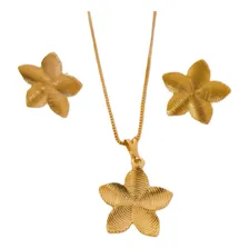 Colar Brincos Folheado Ouro 18k Semijoias 12 Meses Cor Dourado Foto mini 4