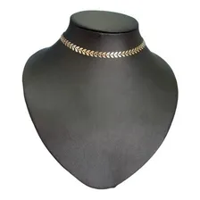 Colar Chocker Escama Peixe Dourado Folheado A Ouro Foto mini 3