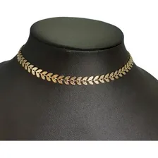 Colar Chocker Escama Peixe Dourado Folheado A Ouro Foto mini 1