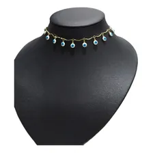 Colar Chocker Olho Grego Folheado A Ouro 18k Semi Joia Cor Dourado Foto  mini 1