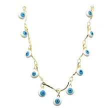 Colar Chocker Olho Grego Folheado A Ouro 18k Semi Joia Cor Dourado Foto mini  2