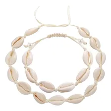 Colar Choker Búzios Naturais Conchas Pulseira Fecho Macramê Cor Branco Foto mini 1