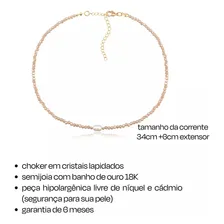 Colar Choker Dourado Cristais Champagne E Pérola Sofisticado Foto mini 2