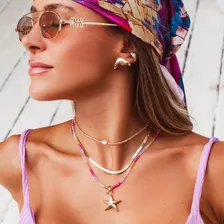 Colar Choker Dourado Cristais Champagne E Pérola Sofisticado Foto mini 3