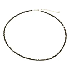 Colar Choker Em Pedra Pirita Facetada 3mm Foto mini 1