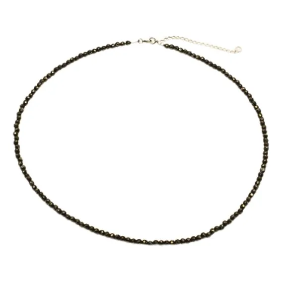 Colar Choker Em Pedra Pirita Facetada 3mm Foto 1