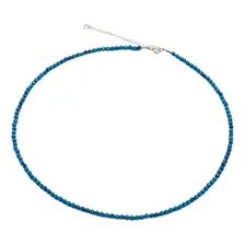 Colar Choker Em Pedra Turquesa Facetada 3mm Foto  mini 1