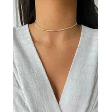 Colar Choker Riviera Zirc么nia, Banhado A Ouro 18k Cor Dourado Foto mini 3