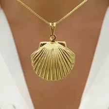 Colar Com Foto Relicario Concha Folheado A Ouro 18k Semijoia Cor Dourado Foto mini 3