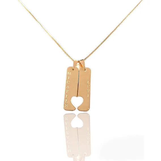 Colar Com Nome Personalizado Amor Em Pingente Ouro 18k Cor Dourado Foto 1