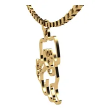 Colar Com Pingente Cachorro Vazado Ouro Cor Amarelo Foto mini 4