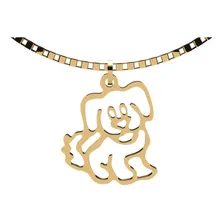 Colar Com Pingente Cachorro Vazado Ouro Cor Amarelo Foto  mini 1