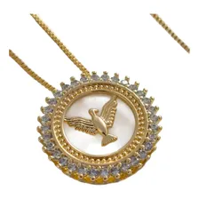 Colar Com Pingente Espirito Santo Banhado A Ouro 18k Foto  mini 1