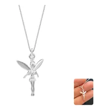 Colar Com Pingente Fada Sininho Tinker Bell 45cm Prata 925 Cor Cinza Foto  mini 1