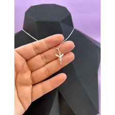 Colar Com Pingente Fada Sininho Tinker Bell 45cm Prata 925 Cor Cinza Foto mini  2