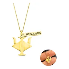 Colar Com Pingente Recursos Humanos Rh 45cm Banhado A Ouro Cor Dourado Foto  mini 1