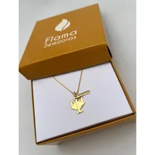 Colar Com Pingente Recursos Humanos Rh 45cm Banhado A Ouro Cor Dourado Foto mini  3