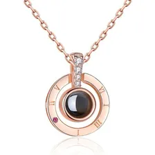 Colar Com Pingente Rose Gold Te Amo Escrito Em 100 Idiomas Foto  mini 1