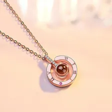 Colar Com Pingente Rose Gold Te Amo Escrito Em 100 Idiomas Foto mini  3