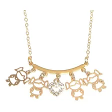 Colar Com Quatro Lindas Filhas Meninas Folheado A Ouro 18k Cor Dourado Foto  mini 1
