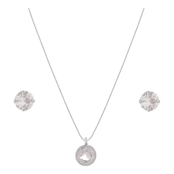Colar Conjunto Feminino Presente Esposa Prata 925 + Cor Prateado Foto 1