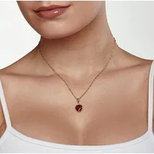 Colar Coração Em Cristal Folheado Joia Rommanel Feminino Cor Vermelho Foto mini 4