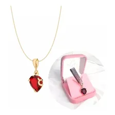 Colar Coração Em Cristal Folheado Joia Rommanel Feminino Cor Vermelho Foto  mini 1