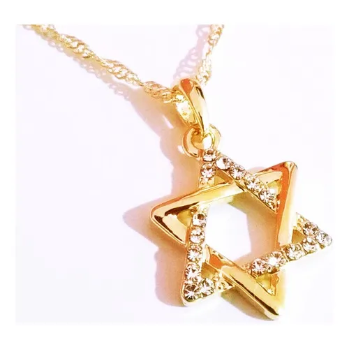 Colar Cordão Gargantilha Estrela De Davi Folheado 18k Foto 1