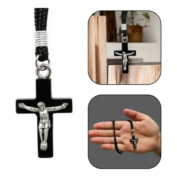 Colar Cordão Masculino Cruz Crucifixo Com Cristo Foto 1