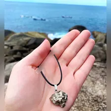 Colar Cordão Preto De Drusa De Pirita Bruta Foto mini  2