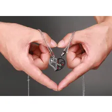 Colar Cordão Corrente Casal Namoro Paquera Pingente Coração Foto mini  2