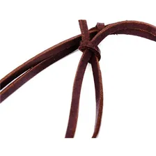 Colar Cordão Masculino Feminino Couro Pingente Flecha Em Aço Cor Marrom-escuro Foto mini 2