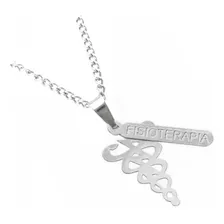 Colar Corrente E Pingente Profissão Fisioterapia Aço Inox Foto mini 3